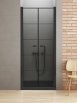 NEW TRENDY Drzwi prysznicowe NEW SOLEO BLACK 100x195 wahadłowe podwójne AS - wzór kratka D-0282A - Zdjęcie nr 1