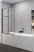 NEW TRENDY Parawan SUPERIA Lewy składany 100x150 szkło czyste 5mm wzór kratka P-0054 - Zdjęcie nr 1